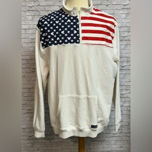 Disney Parks Mickey Mouse Stars Stripes Flag Men Pullover Sweatshirt 1/4 Zip 2XL